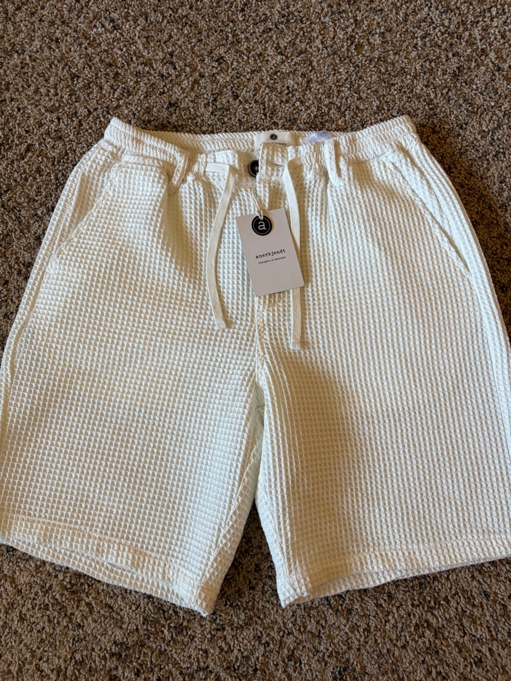 aerie Waffle-Knit Cream Drawstring mens  Top
